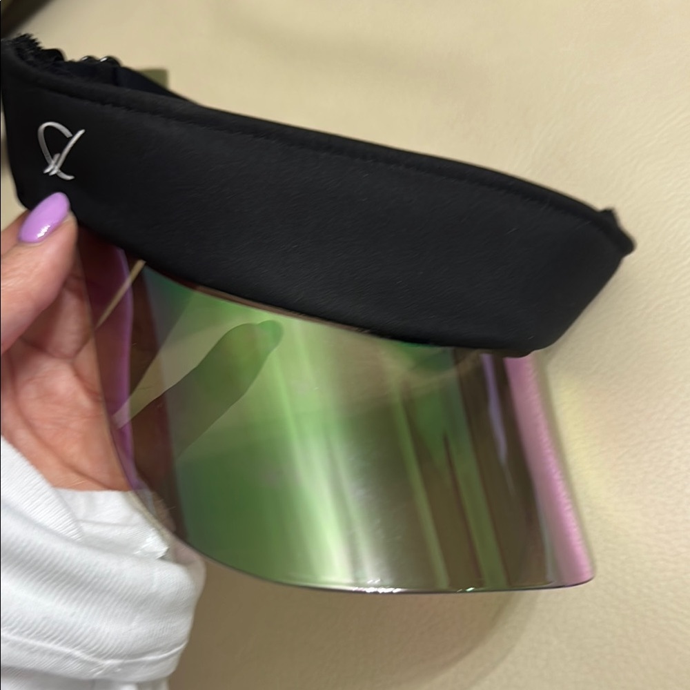 Black Visor with Iridescent Shield